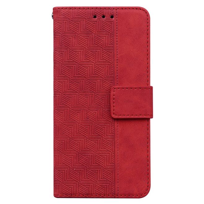 Xiaomi Poco X4 Pro 5G Hülle - Geometry Leder Bookcover Series - rot