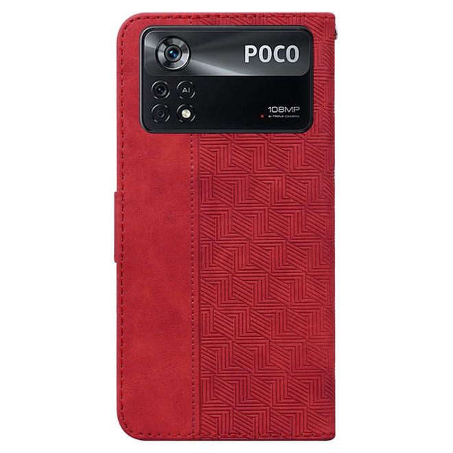 Xiaomi Poco X4 Pro 5G Hülle - Geometry Leder Bookcover Series - rot