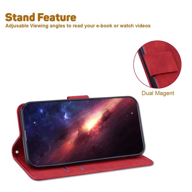 Xiaomi Poco X4 Pro 5G Hülle - Geometry Leder Bookcover Series - rot