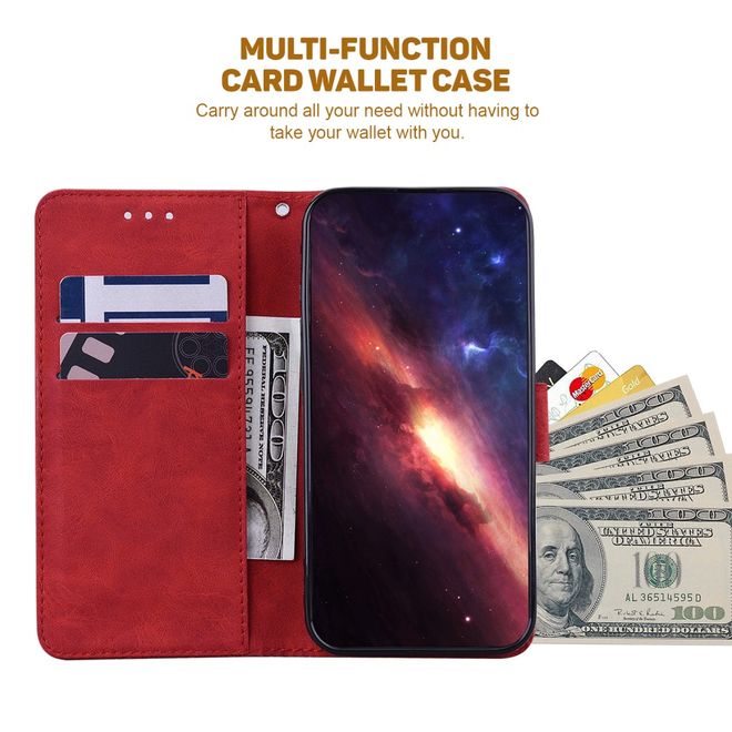Xiaomi Poco X4 Pro 5G Hülle - Geometry Leder Bookcover Series - rot