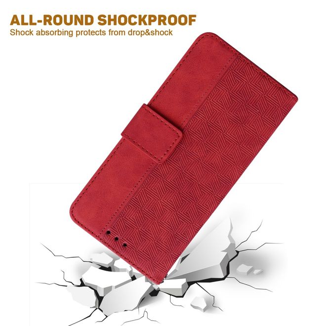 Xiaomi Poco X4 Pro 5G Hülle - Geometry Leder Bookcover Series - rot