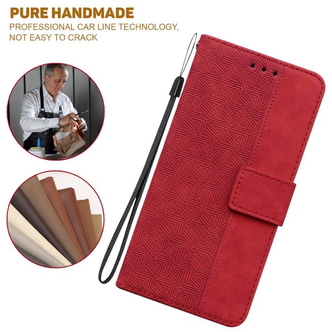 Xiaomi Poco X4 Pro 5G Hülle - Geometry Leder Bookcover Series - rot