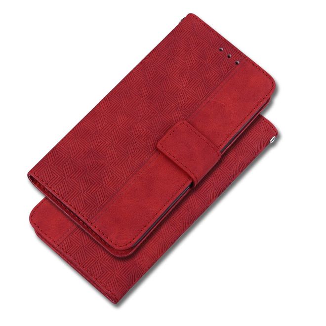 Xiaomi Poco X4 Pro 5G Hülle - Geometry Leder Bookcover Series - rot
