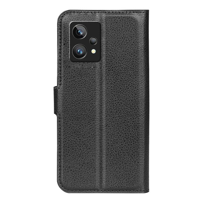 Realme 9 Pro+ Handy Hülle - Litchi Leder Bookcover Series - schwarz