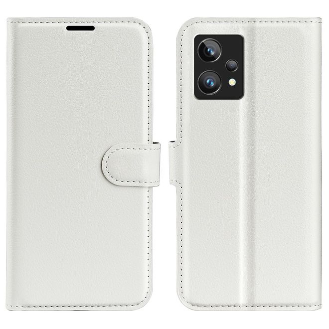 Realme 9 Pro+ Handy Hülle - Litchi Leder Bookcover Series - weiss