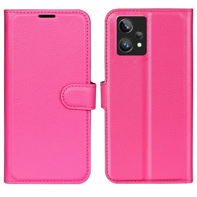 Realme 9 Pro+ Handy Hülle - Litchi Leder Bookcover Series - rosa