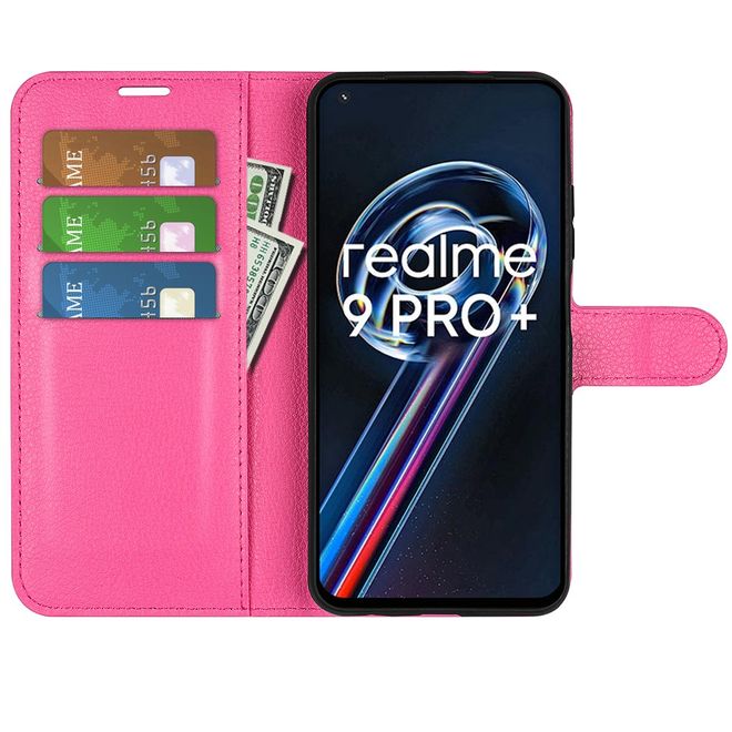 Realme 9 Pro+ Handy Hülle - Litchi Leder Bookcover Series - rosa