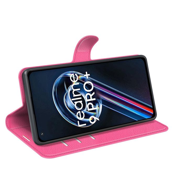 Realme 9 Pro+ Handy Hülle - Litchi Leder Bookcover Series - rosa