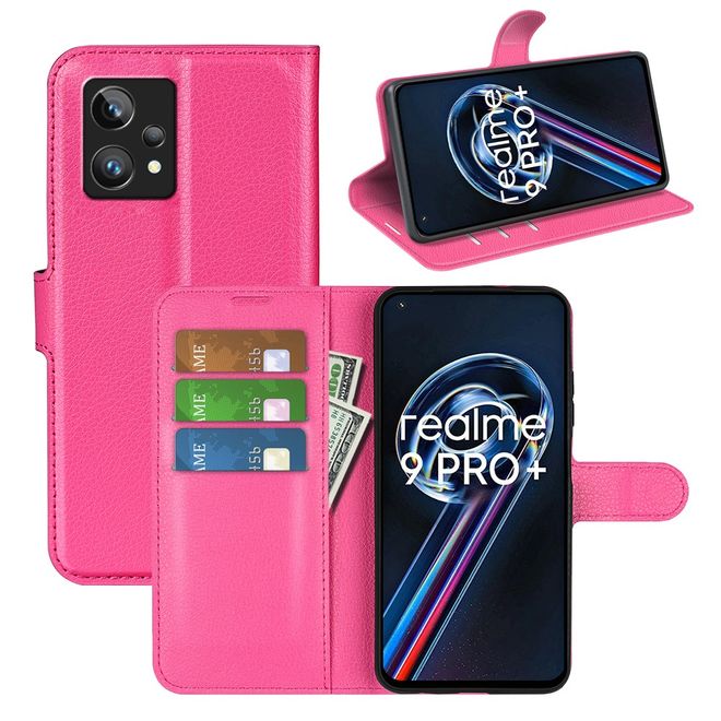 Realme 9 Pro+ Handy Hülle - Litchi Leder Bookcover Series - rosa