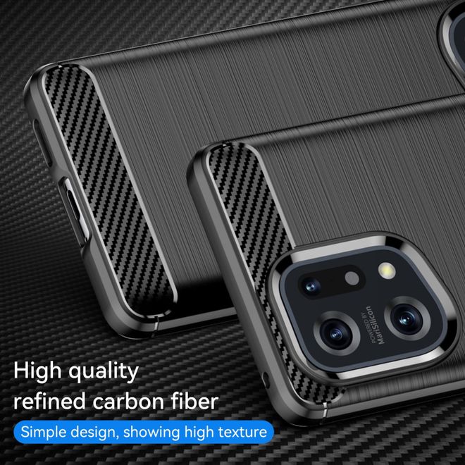 Oppo Find X5 Handyhülle - Carbon Fiber TPU Softcase Series - schwarz