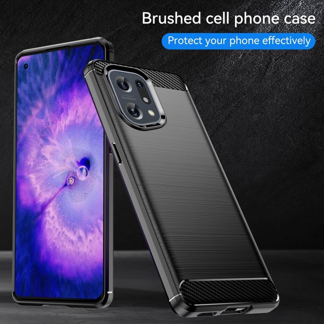Oppo Find X5 Handyhülle - Carbon Fiber TPU Softcase Series - schwarz