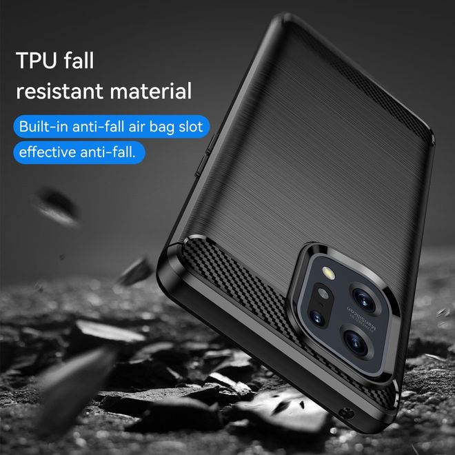 Oppo Find X5 Handyhülle - Carbon Fiber TPU Softcase Series - schwarz