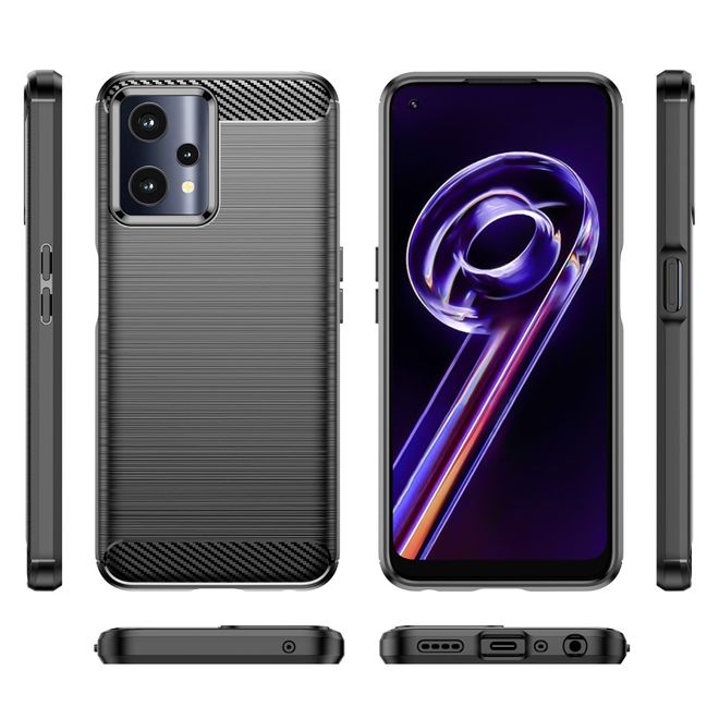 Realme 9 Pro Handyhülle - Carbon Fiber TPU Softcase Series - schwarz
