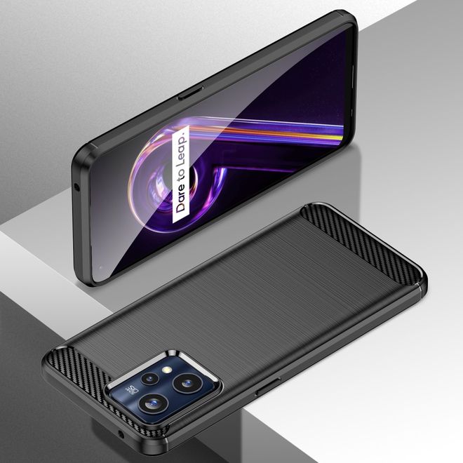 Realme 9 Pro+ Handyhülle - Carbon Fiber TPU Softcase Series - schwarz