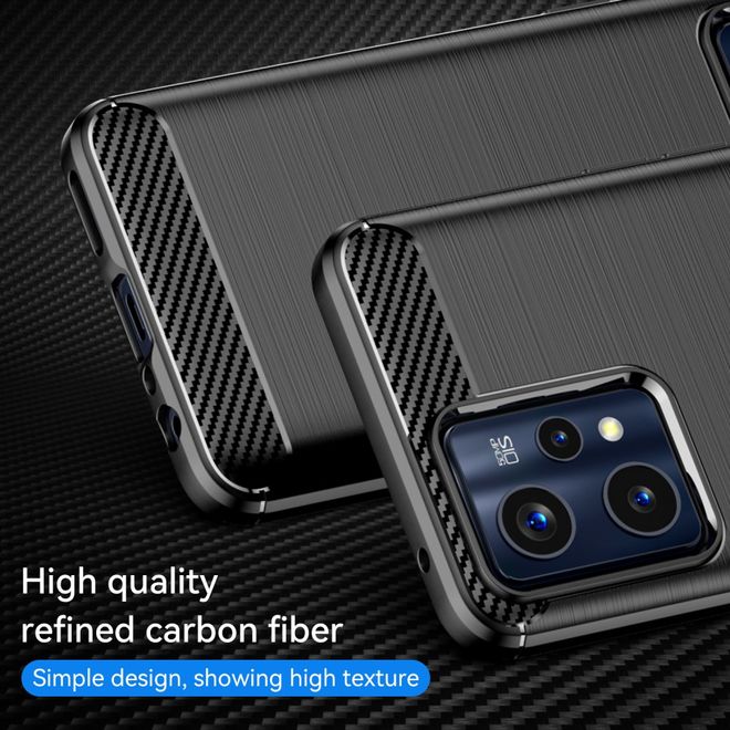 Realme 9 Pro+ Handyhülle - Carbon Fiber TPU Softcase Series - schwarz