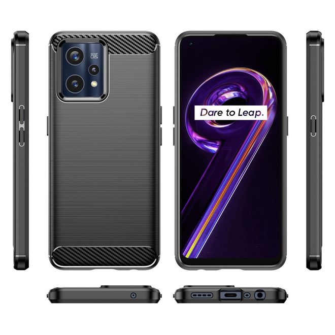 Realme 9 Pro+ Handyhülle - Carbon Fiber TPU Softcase Series - schwarz