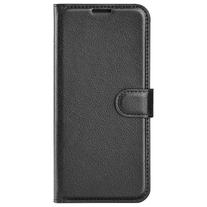 Oppo Find X5 Pro Handy Hülle - Litchi Leder Bookcover Series - schwarz