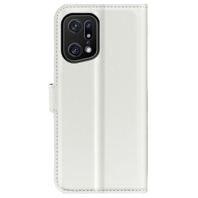 Oppo Find X5 Pro Handy Hülle - Litchi Leder Bookcover Series - weiss