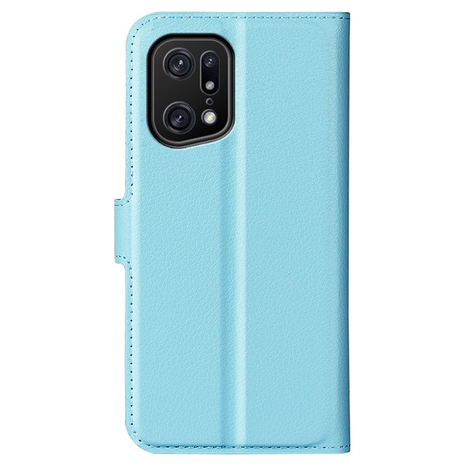 Oppo Find X5 Pro Handy Hülle - Litchi Leder Bookcover Series - blau