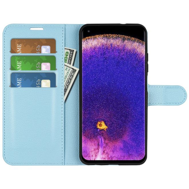 Oppo Find X5 Pro Handy Hülle - Litchi Leder Bookcover Series - blau