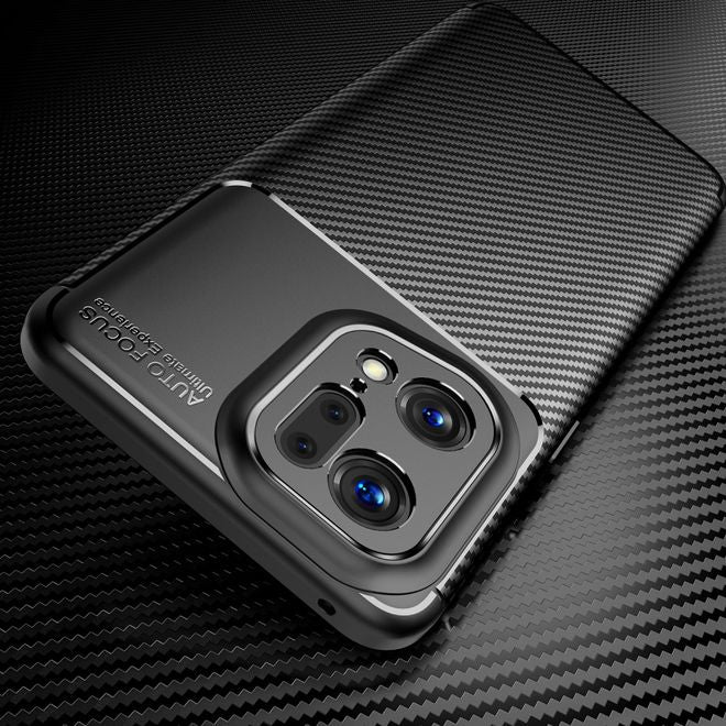 Oppo Find X5 Pro Handyhülle - Carbon Fiber TPU Softcase Series - schwarz