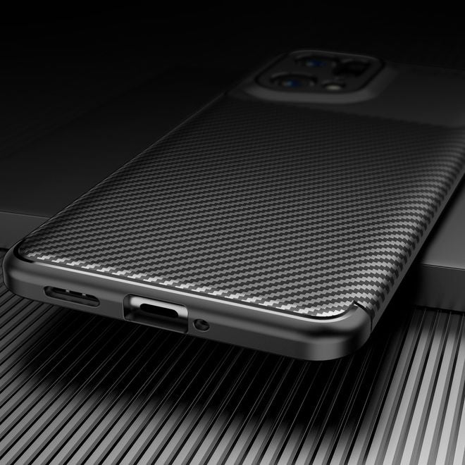 Oppo Find X5 Pro Handyhülle - Carbon Fiber TPU Softcase Series - schwarz