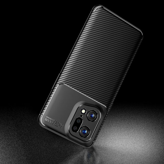 Oppo Find X5 Pro Handyhülle - Carbon Fiber TPU Softcase Series - schwarz