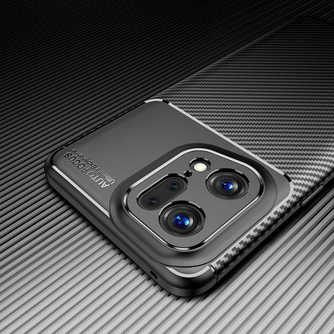 Oppo Find X5 Pro Handyhülle - Carbon Fiber TPU Softcase Series - schwarz
