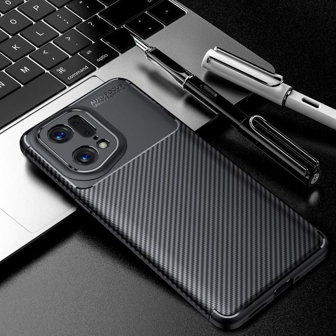 Oppo Find X5 Pro Handyhülle - Carbon Fiber TPU Softcase Series - schwarz