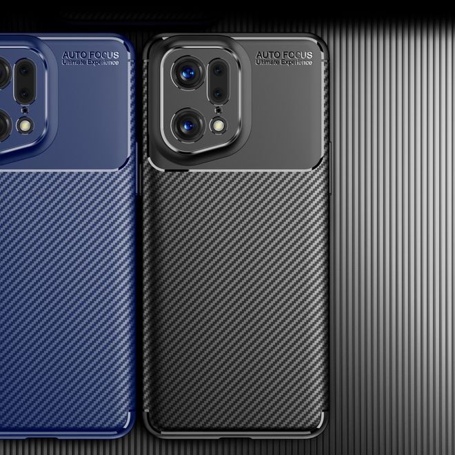 Oppo Find X5 Pro Handyhülle - Carbon Fiber TPU Softcase Series - schwarz