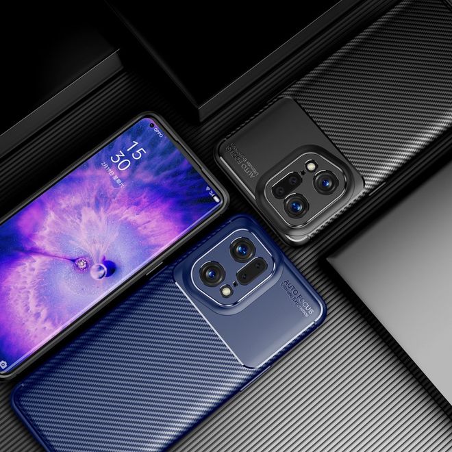 Oppo Find X5 Pro Handyhülle - Carbon Fiber TPU Softcase Series - schwarz