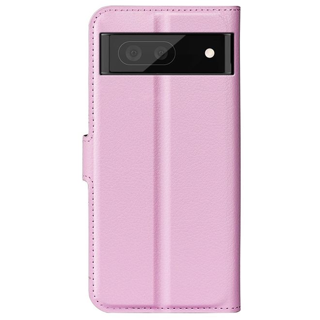Google Pixel 7 Pro Handy Hülle - Litchi Leder Bookcover Series - pink