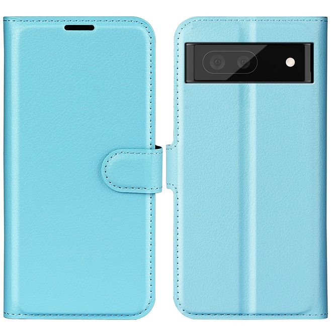 Google Pixel 7 Pro Handy Hülle - Litchi Leder Bookcover Series - blau