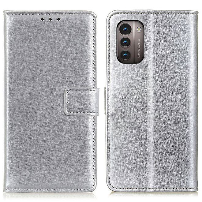 Nokia G11 / G21 Handy Hülle - Classic II Leder Bookcover Series - silber