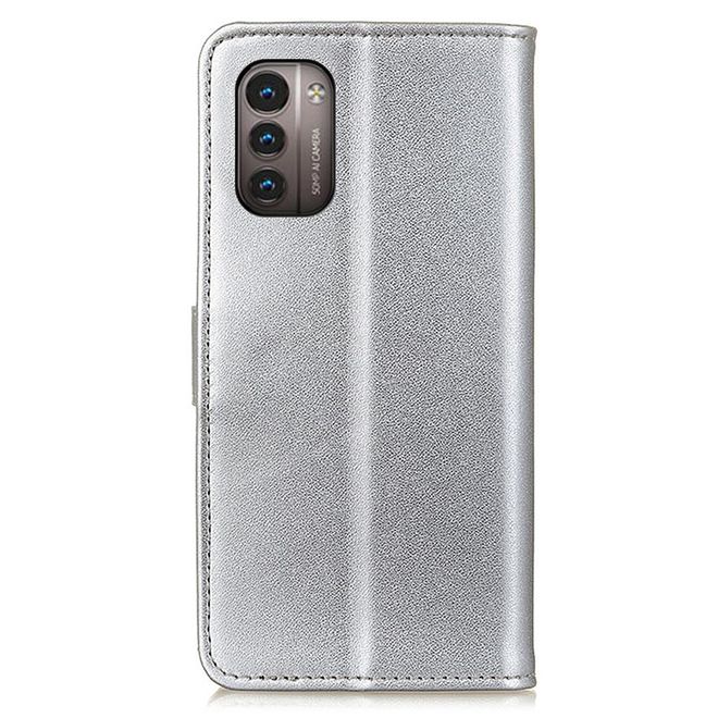 Nokia G11 / G21 Handy Hülle - Classic II Leder Bookcover Series - silber
