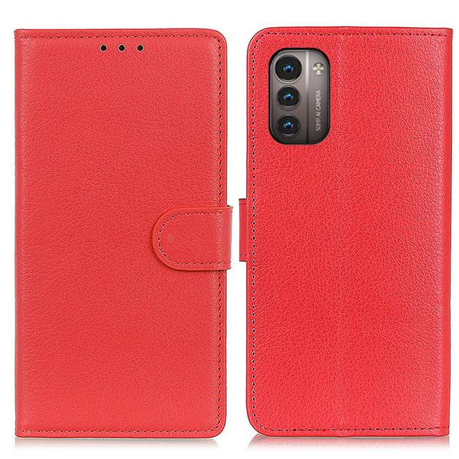 Nokia G11 / G21 Handy Hülle - Litchi Leder Bookcover Series - rot