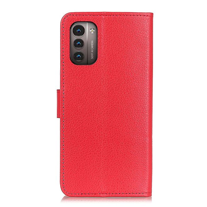 Nokia G11 / G21 Handy Hülle - Litchi Leder Bookcover Series - rot