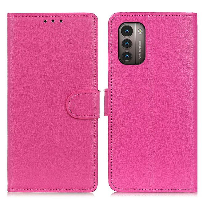 Nokia G11 / G21 Handy Hülle - Litchi Leder Bookcover Series - rosa