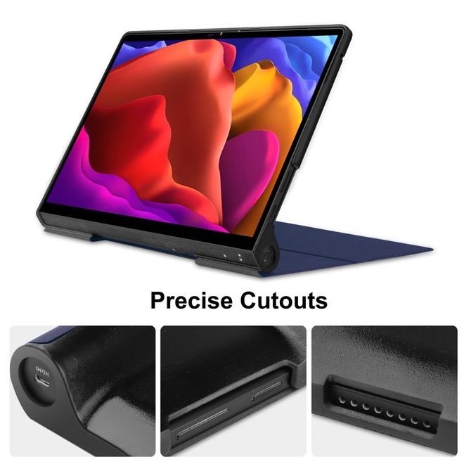 Lenovo Yoga Tab 13 Hülle - Leder Bookcover mit Kickstand - dunkelblau