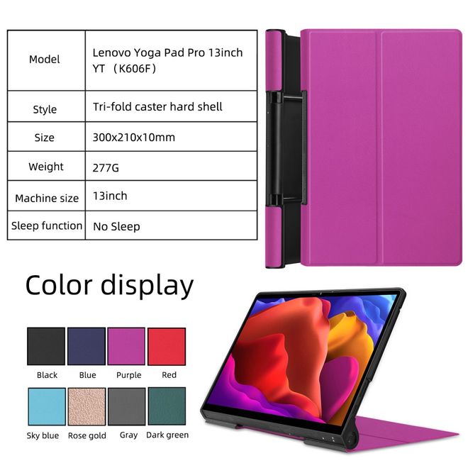 Lenovo Yoga Tab 13 Hülle - Leder Bookcover mit Kickstand - dunkelblau