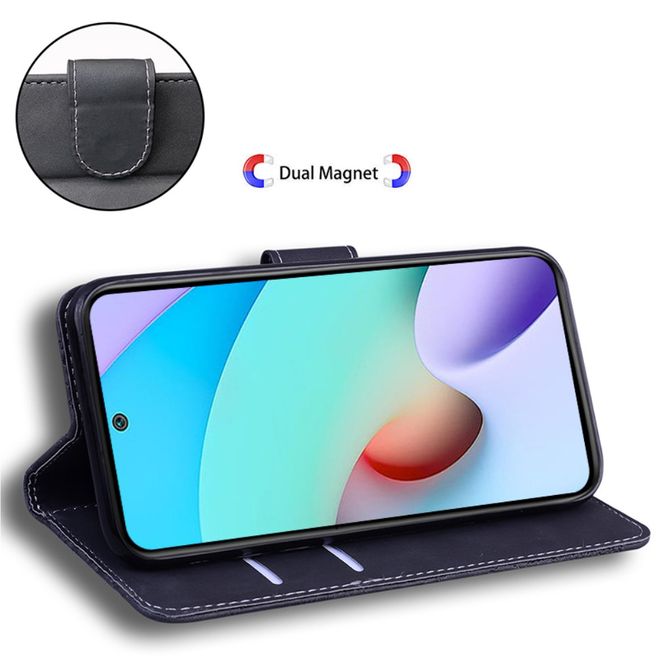 Xiaomi Redmi 10C Handy Hülle - Classic II Leder Bookcover Series - schwarz