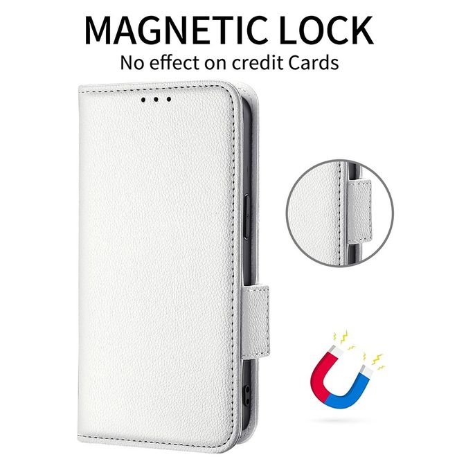 Xiaomi Poco X4 Pro 5G Handy Hülle - Litchi Leder Bookcover Series - weiss