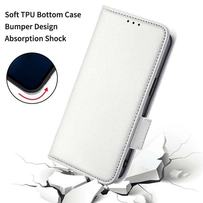 Xiaomi Poco X4 Pro 5G Handy Hülle - Litchi Leder Bookcover Series - weiss