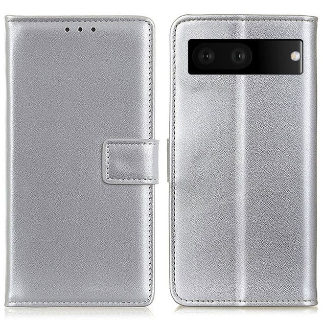 Google Pixel 7 Handy Hülle - Classic II Leder Bookcover Series - silber