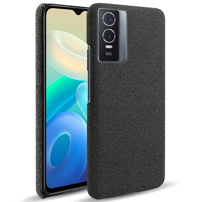 Vivo Y76 5G / Y76s Hülle - Hardcase mit Stofftextur - schwarz