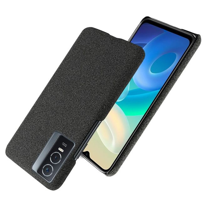 Vivo Y76 5G / Y76s Hülle - Hardcase mit Stofftextur - schwarz