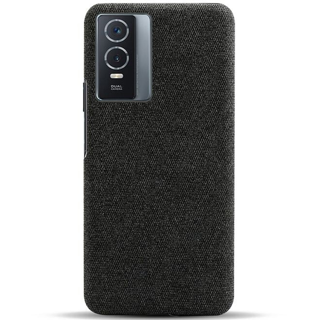 Vivo Y76 5G / Y76s Hülle - Hardcase mit Stofftextur - schwarz