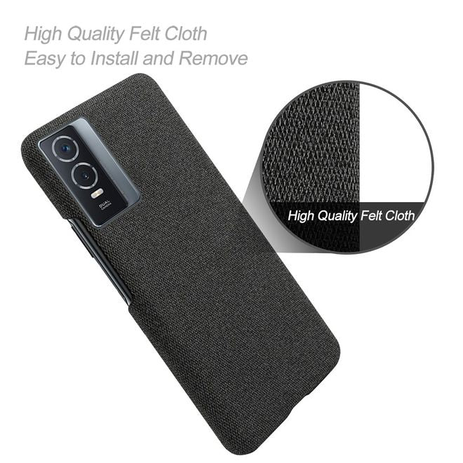Vivo Y76 5G / Y76s Hülle - Hardcase mit Stofftextur - schwarz