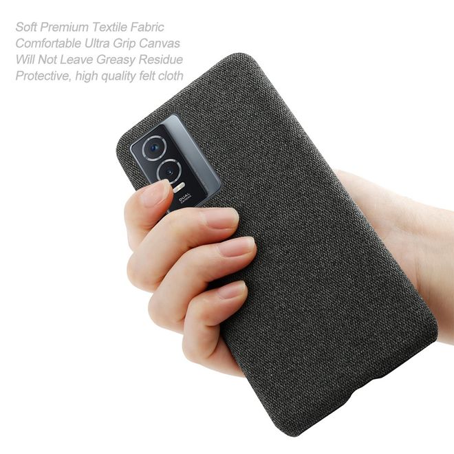 Vivo Y76 5G / Y76s Hülle - Hardcase mit Stofftextur - schwarz