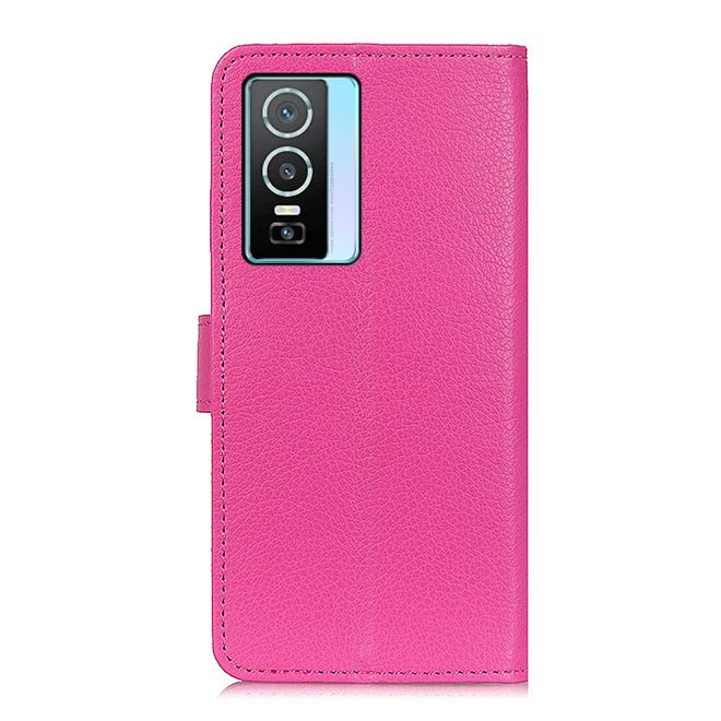 Vivo Y76 5G / Y76s Handy Hülle - Litchi Leder Bookcover Series - rosa